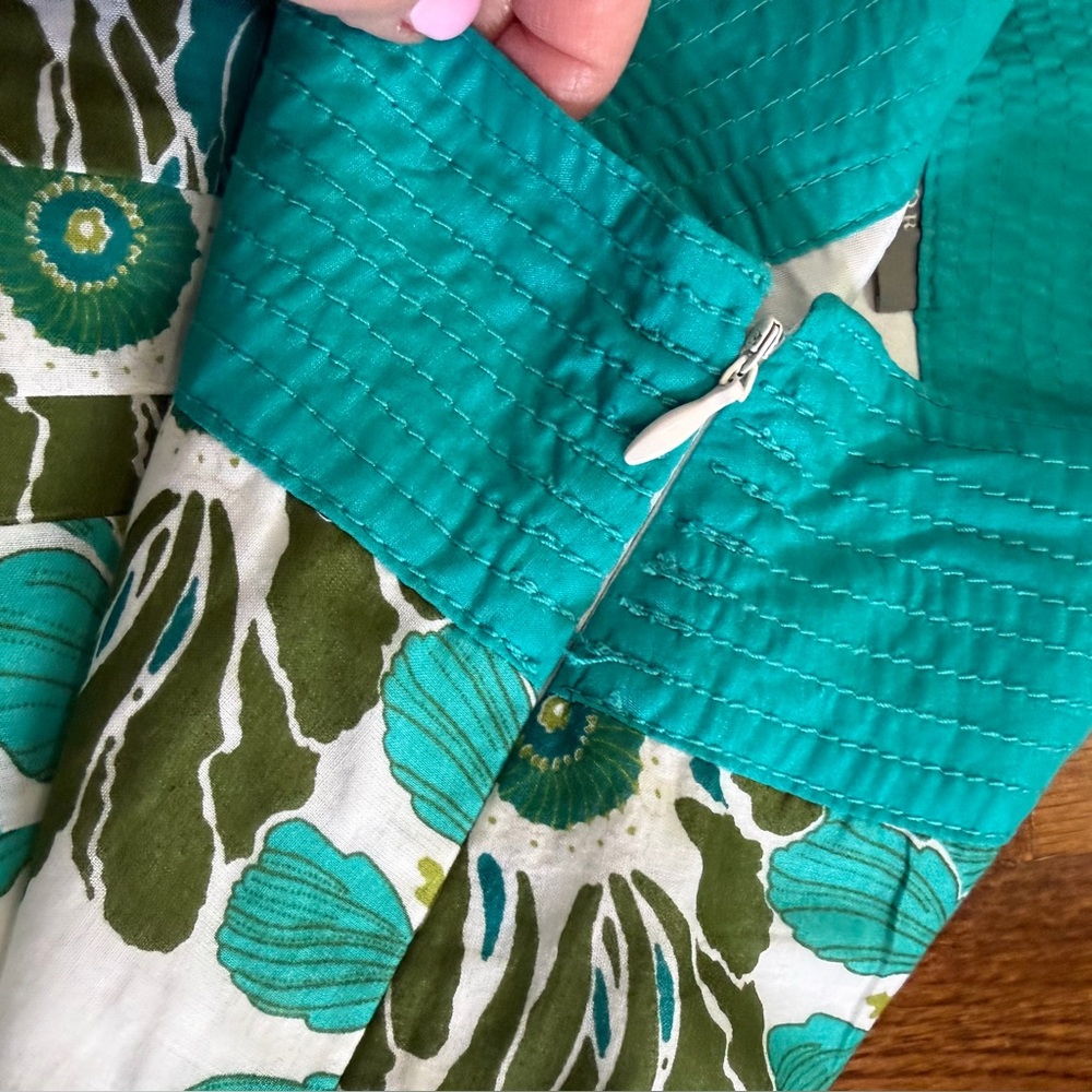 Ann Taylor Teal Green Mid Length Floral Print Skirt Size 0 - Picture 4 of 9